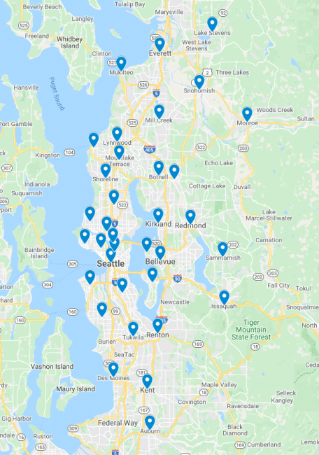 Fischer Serving Seattle Area Map