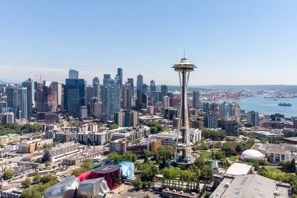 Aerial view of Seattle Downtown