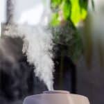 white humidifier in a home interior with sunlight