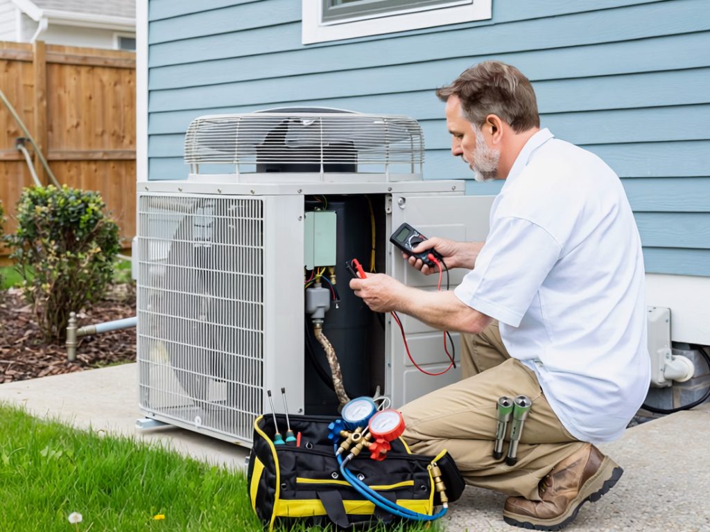 hvac tech servicing a ac unit