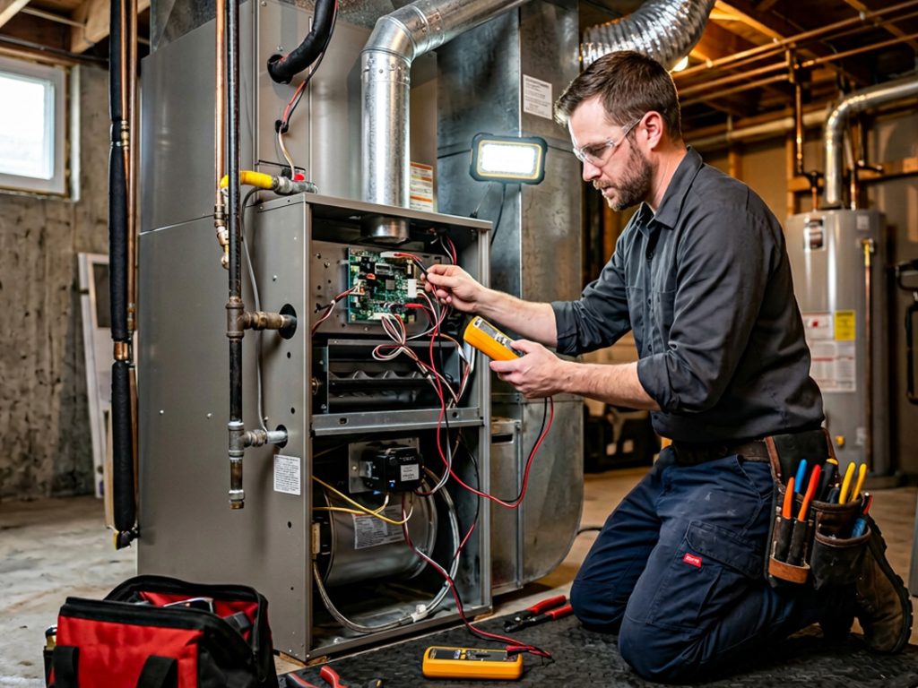 hvac tech servicing a furnace