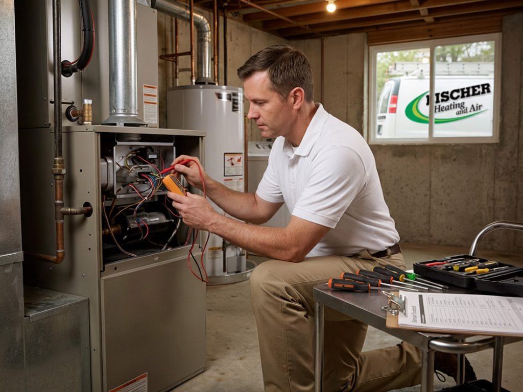 hvac tech servicing a furnace