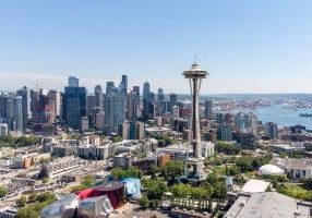 Aerial view of Seattle Downtown